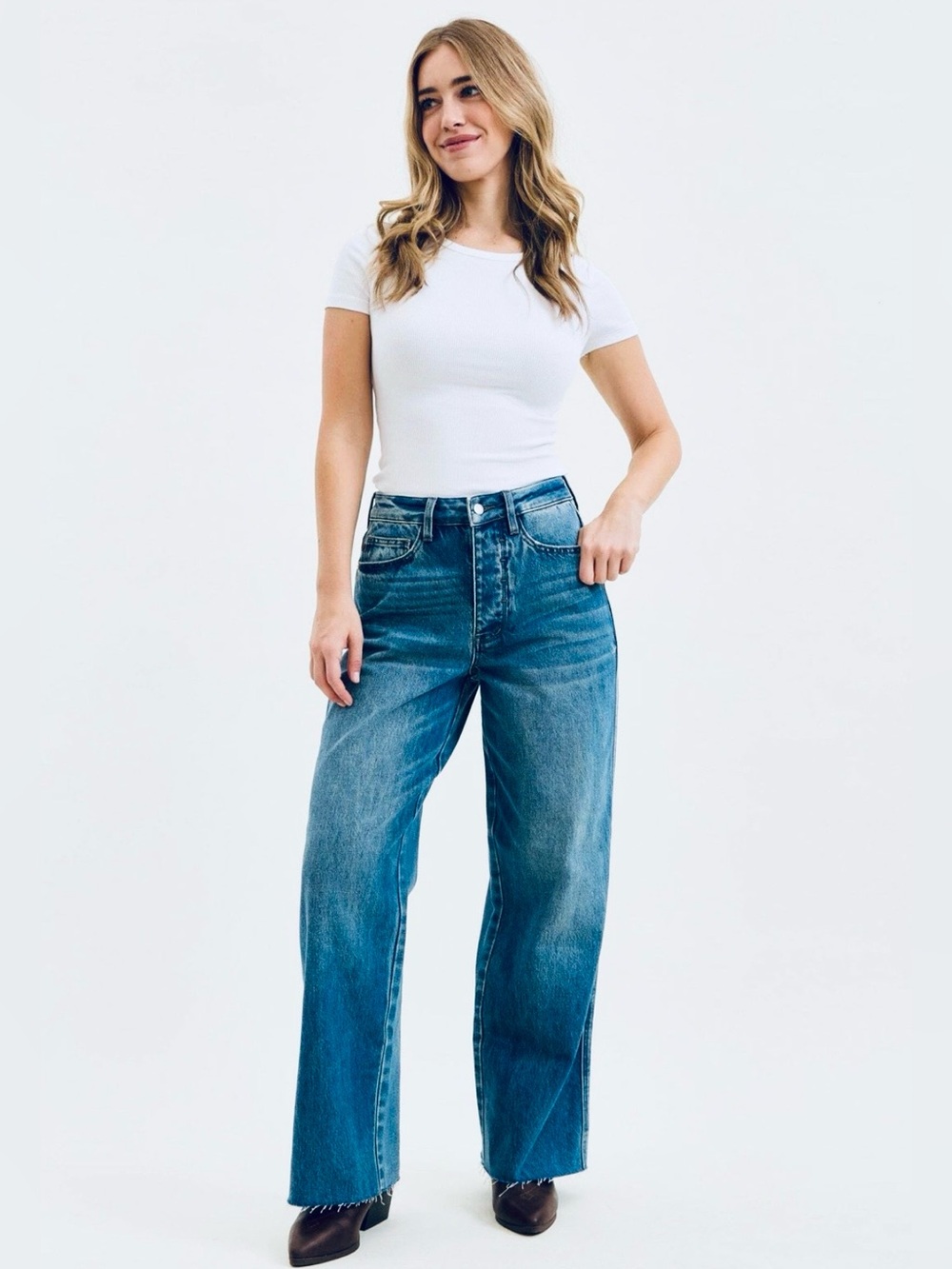 Judy Blue Rigid Magic Wilhelmina High waisted Baggy Denim Jeans size 7/28